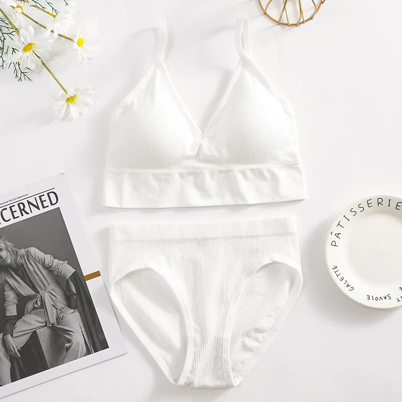 Женский спортивный комплект нижнего белья CHRLEISURE однотонный с U образным открытой