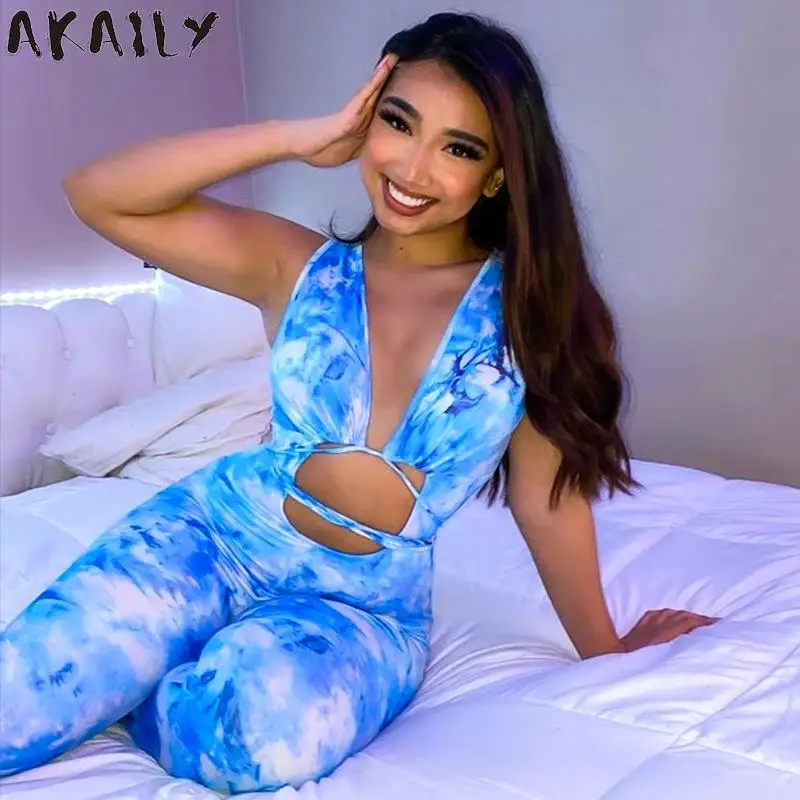 

Женский Облегающий комбинезон без бретелек, без рукавов, с принтом