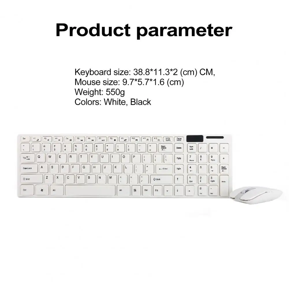 

Wireless Mouse Keyboard Kit Ultra-Thin Portable ABS 104 Keys 2.4GHz Silent Design Keyboard for Windows for Mac for Android OS