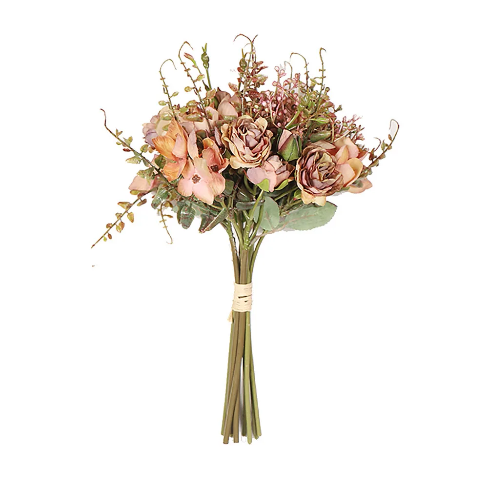 

Silk Rose Bouquets Hydrangea Home Decoration Artificial Flowers Maintenance-free Wedding 30CM Holiday Plastic Simulation Plants