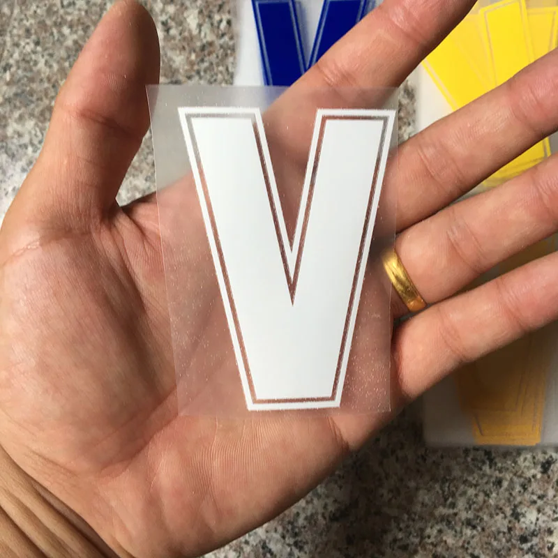 8cm V Горячая фиксация накладки для ногтей теплопередачи Горячие бирки для одежды с золотым тиснением сумка рубашка письмо номер железа на заплатках - Цвет: 8cm V