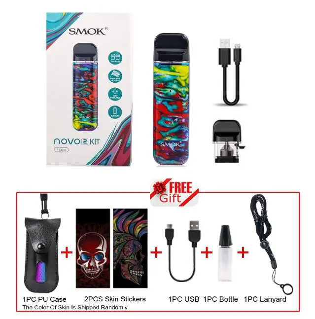 NOVO 2 Kit 7-Color Набор SMOK Novo 2 SMOK Pod, электронная сигарета, стартер, ручка с аккумулятором 800 мАч, 2 мл, катушка VS NORD - Цвет: NOVO 2 Kit 7-Color