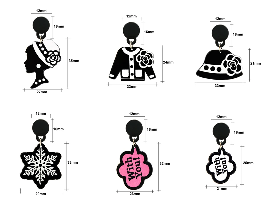 Женские акриловые серьги гвоздики Menglina черные из смолы с розовым цветком