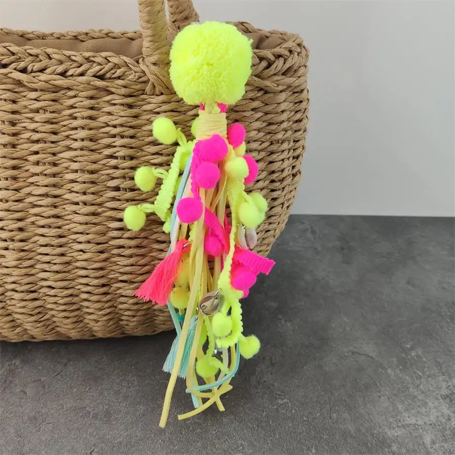 Ювелирные изделия брелок с бахромой в стиле бохо красочный помпон подвеска