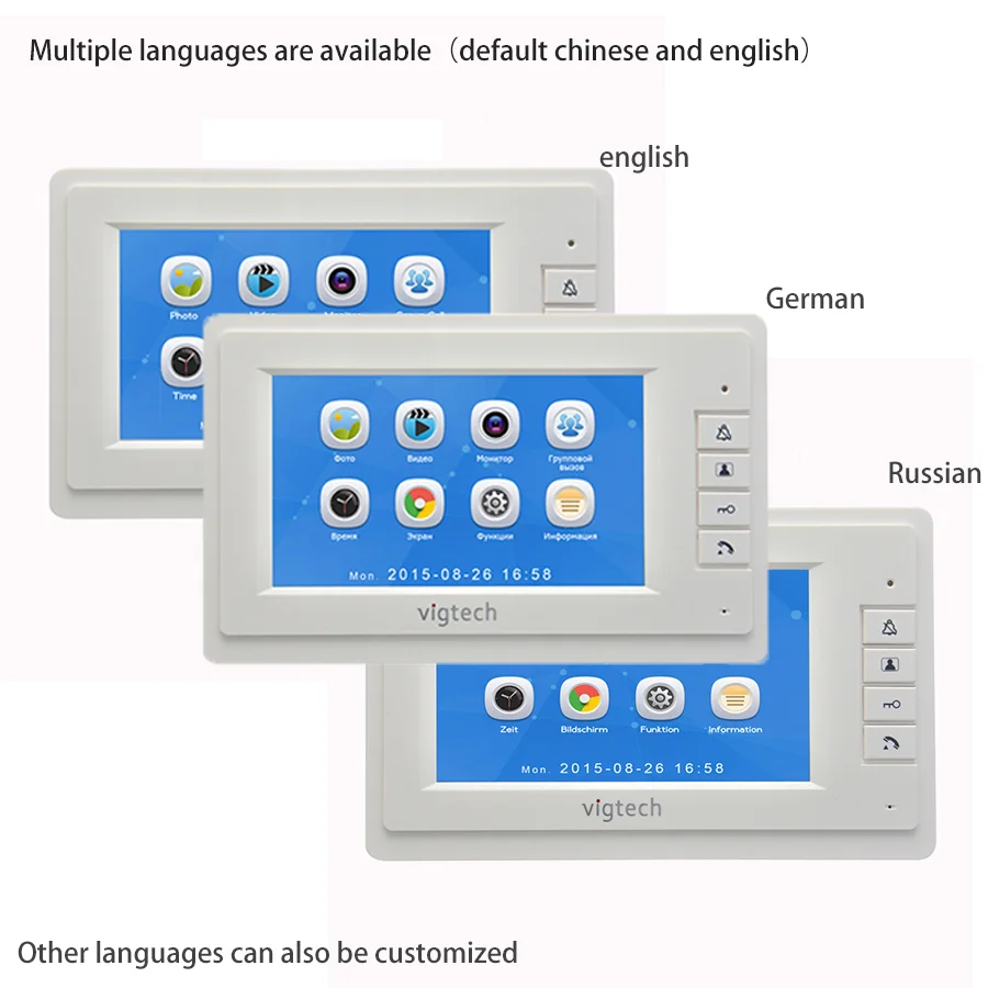 Vigtech7 дюймов ЖК дисплей домашняя видео дверь телефон система фото запись с tf
