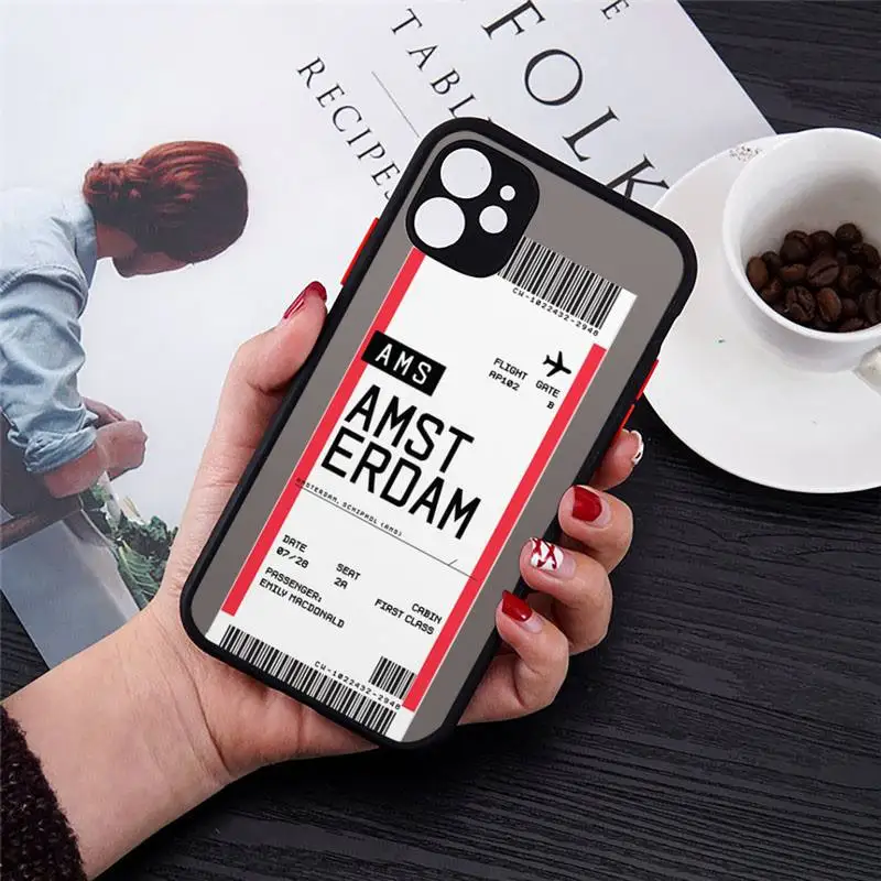 

Air tickets Phone Case black matte transparent For iPhone 7 8 x xs xr 11 12 pro plus mini max Clear Funda