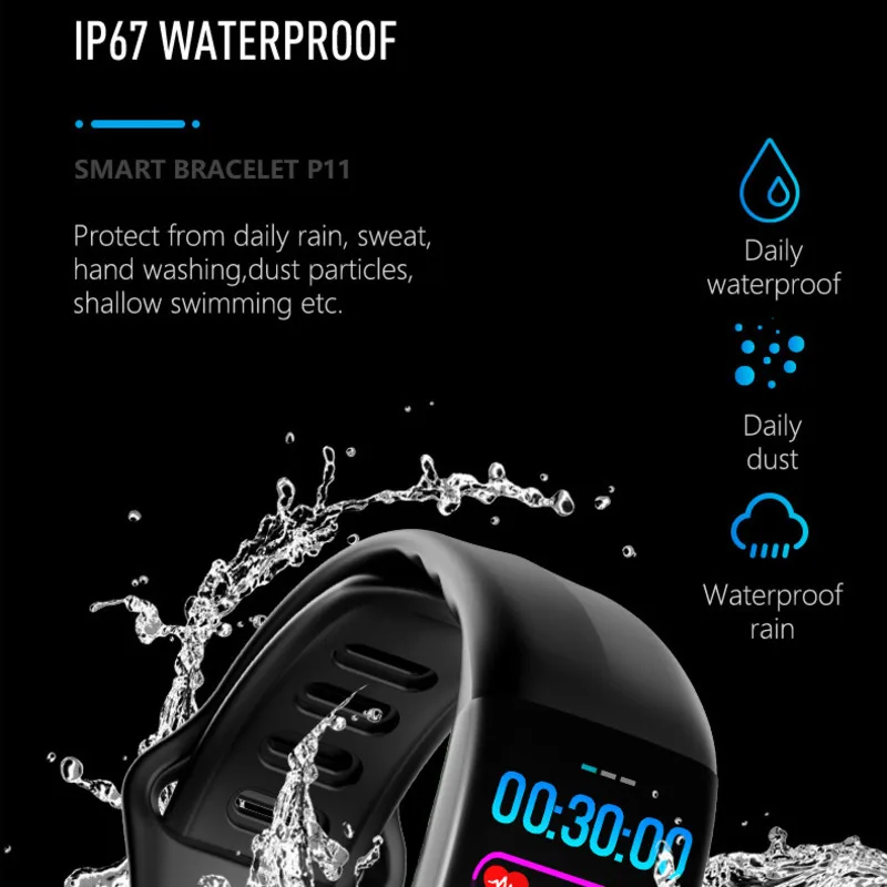 

P11 Smart Watch Wristband Waterproof Heart Rate Monitor PPG ECG Smart Bracelet Blood Pressure Watch For Android IOS Phone Band