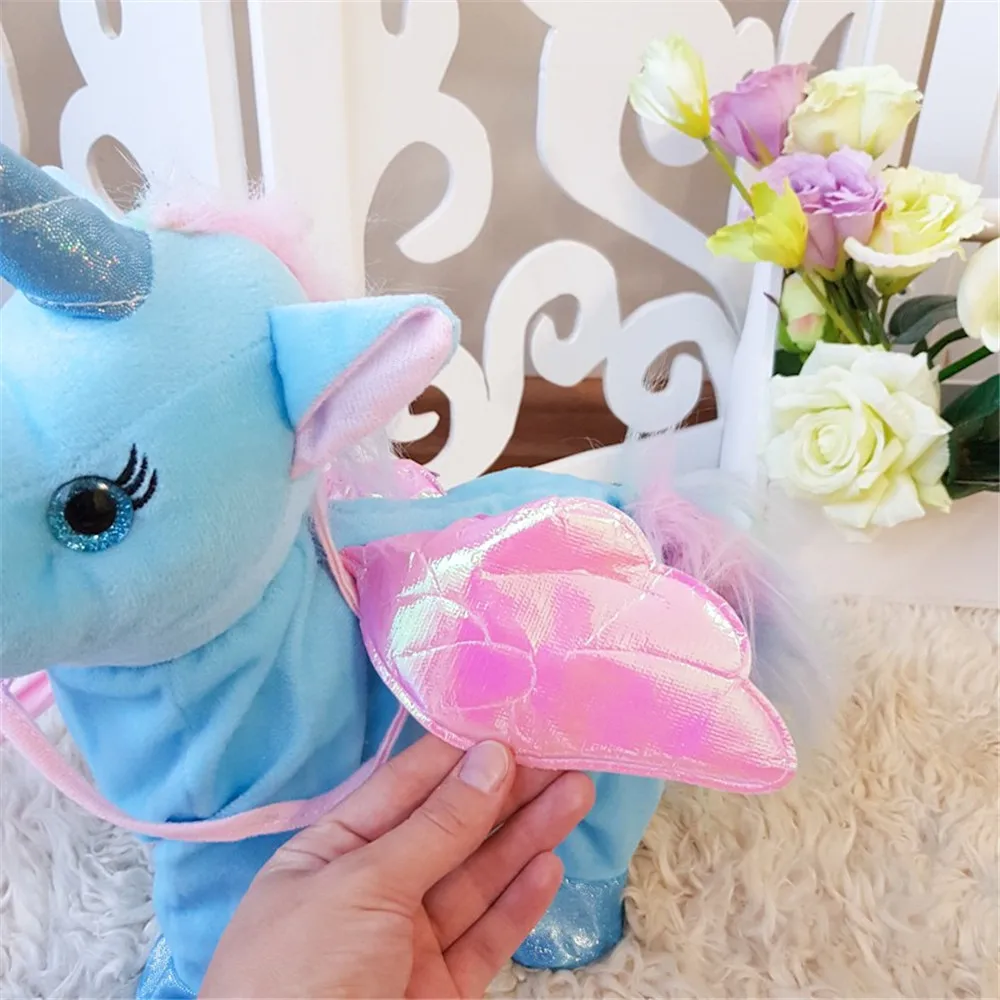 Juguetes el&eacute;ctrica caminar Peluche de unicornio de juguete Animal relleno caballo m&uacute;sica mu&ntilde;eca para los ni&ntilde;os regalos de navidad-2
