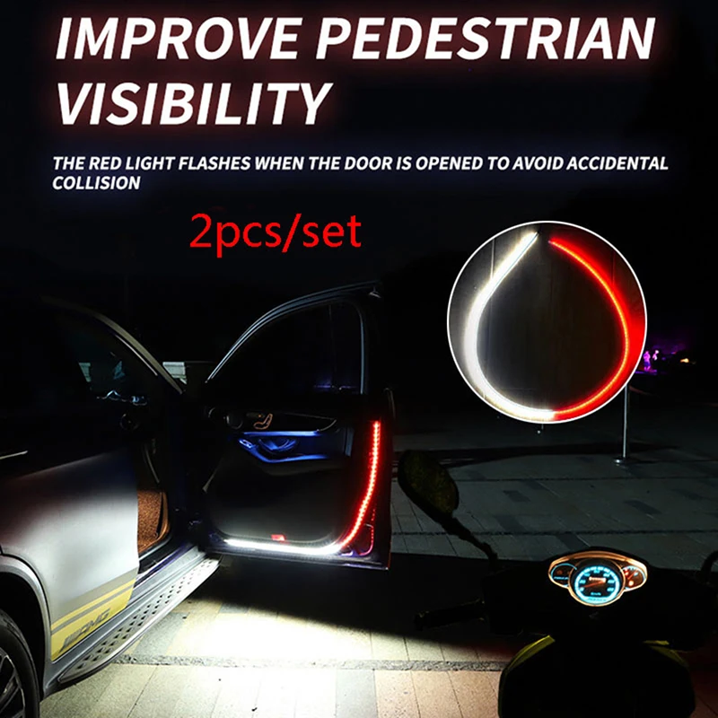 

2X Anti-collision Car Door Strip Opened Warning Lamp Flashing Signal LED Light