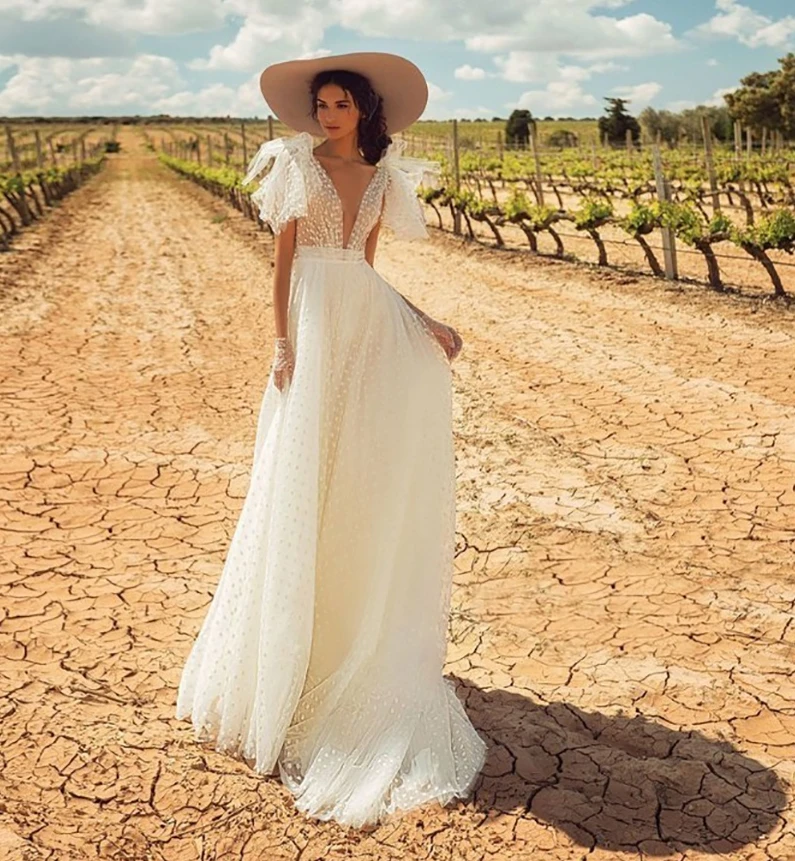 

Кружевное свадебное платье в стиле бохо, элегантное женское классическое белое длинное платье, свадебное платье