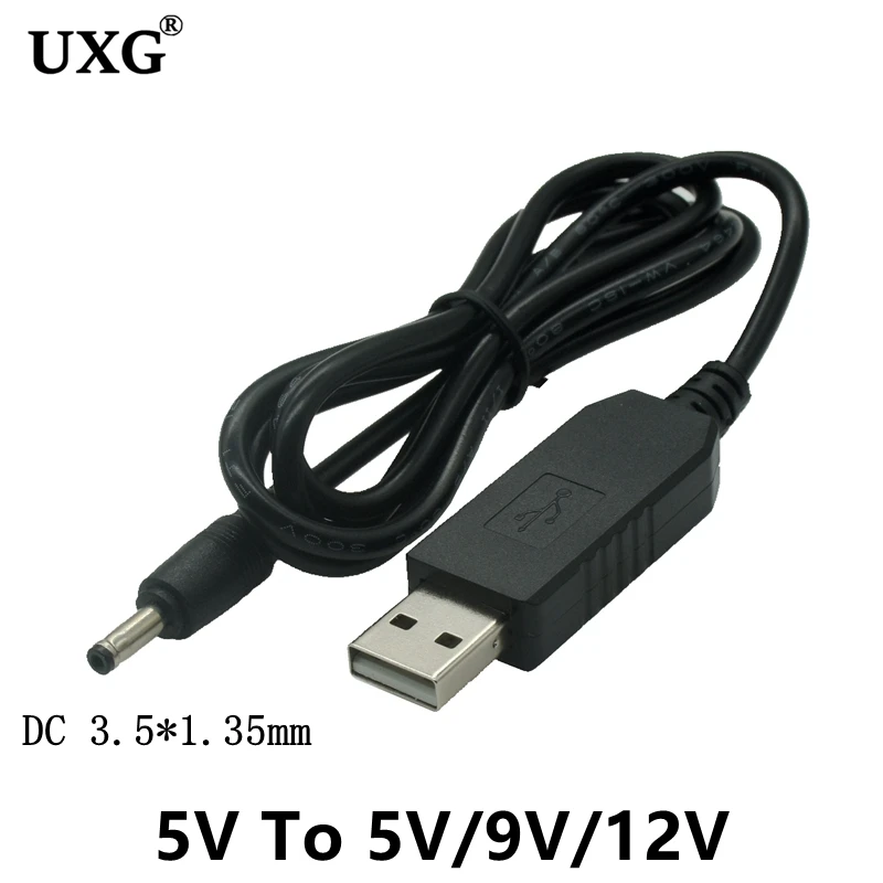 

USB to DC 3.5*1.35mm Cord USB Power Boost Line 5V to DC 5V 9V / 12V Step UP Module USB Converter Adapter Cable 3.5x1.35mm Plug