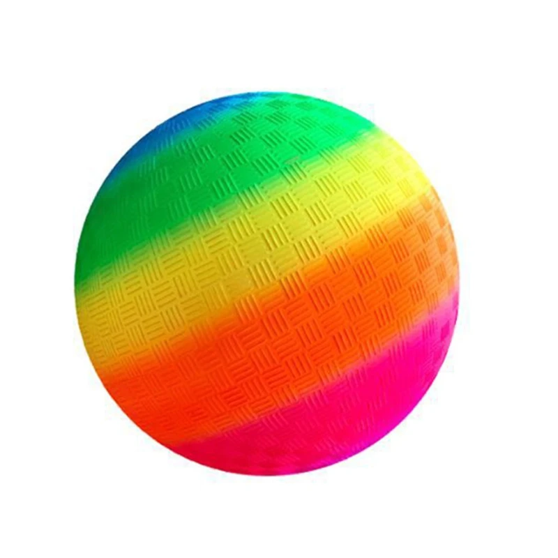 

67JC 8.5 Inch Eco-Friendly Plastic Playground Ball Children Kids Rainbow Colorful Sports Soccer Inflatable Bouncy Kick Ball for