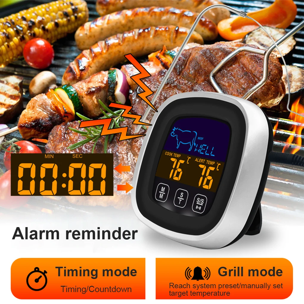 

Пищевой термометр с цифровым сенсорным экраном, измеритель температуры мяса, портативный термометр для приготовления пищи, барбекю, гриля, ...
