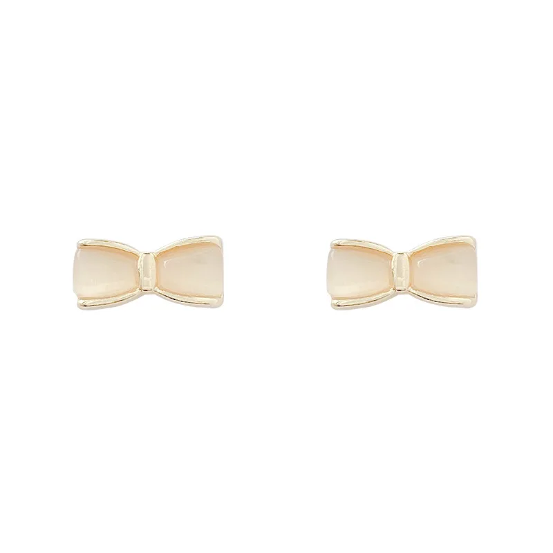 

New simple fashion retro S925 silver needle opal bow small female earrings