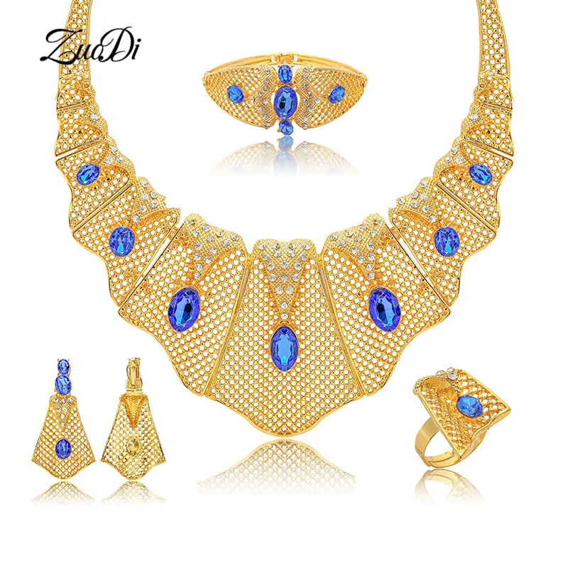 

ZuoDi 2021 Exquisite Dubai Gold Jewelry Set Nigerian Wedding woman accessories jewelry set African Beads costume Jewelry Set