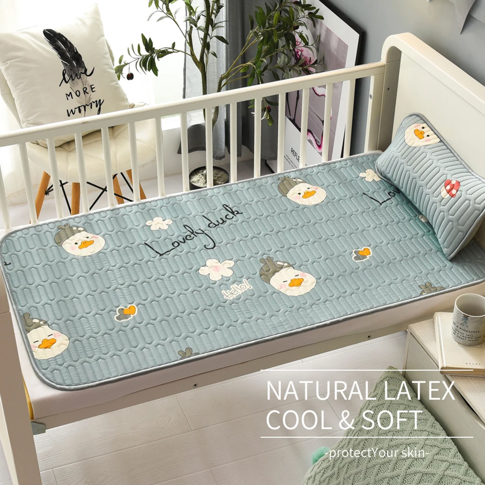 Детский летний спальный коврик с подушкой нескользящий латексный классный