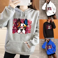womens hoodie loose oversized pocket sweatshirt top ladies casual street pullover cute puppy printed clothing harajuku hoodies