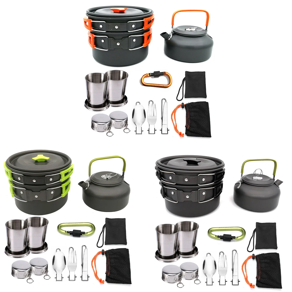 

Camping Cookware Outdoor Cooking Set Kettle Pot Pan Accessories Outdoor Camping Travel Picnic Hiking Picnic BBQ tableware