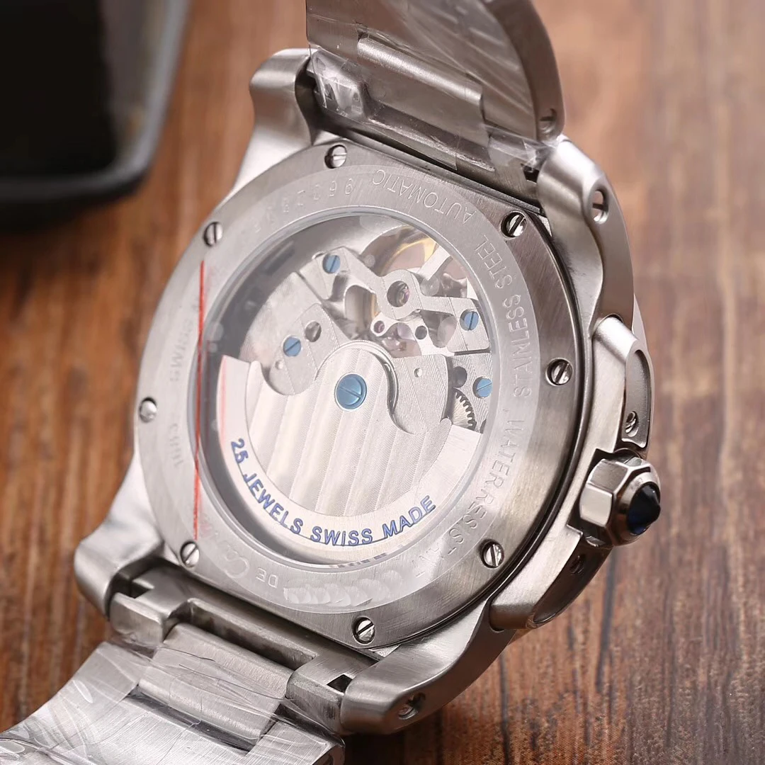 

Classic New Automatic Mechanical Men Watch Silver Rose Gold Sapphire Black Tourbillion Transparent Glass Back Sport Watches