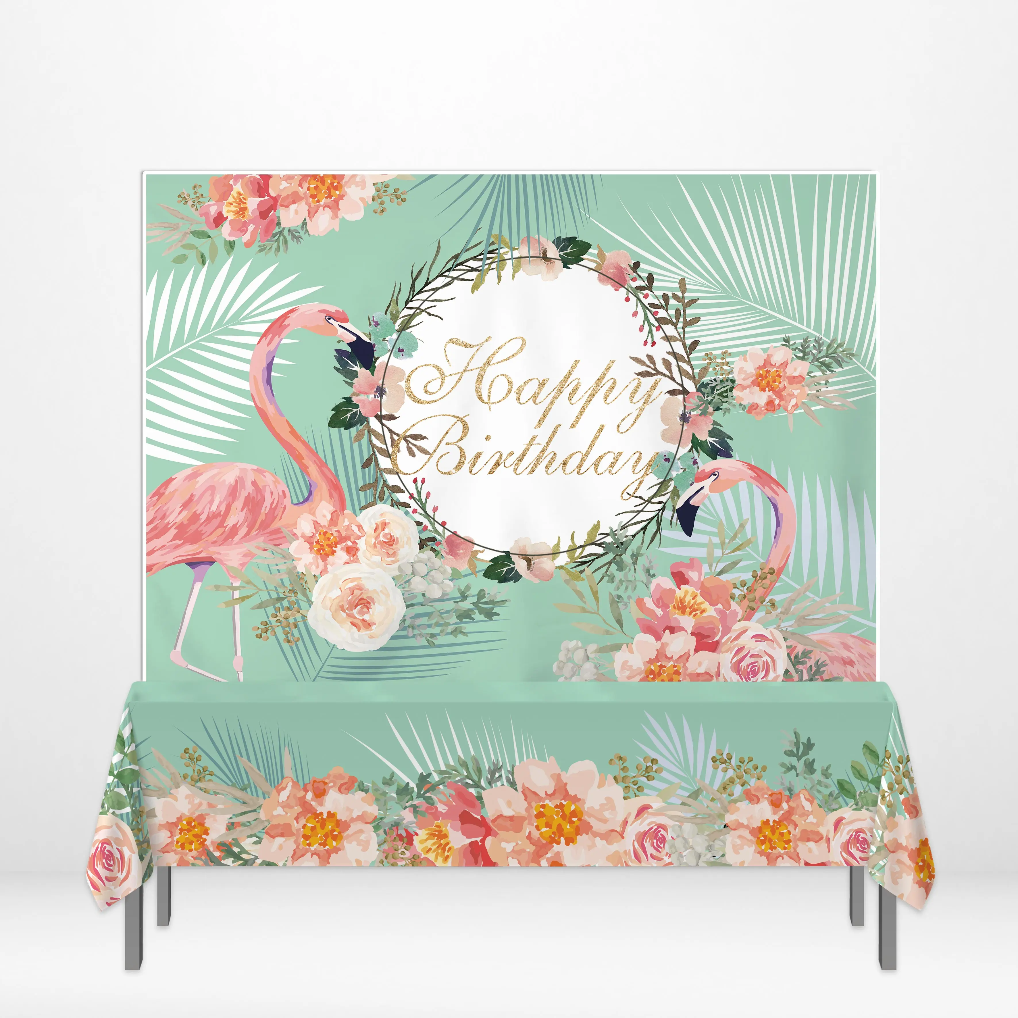 

Allenjoy Flamingo theme Banner children summer tropical happy birthday DIY Party decortions Tablecloth Event Curtains event