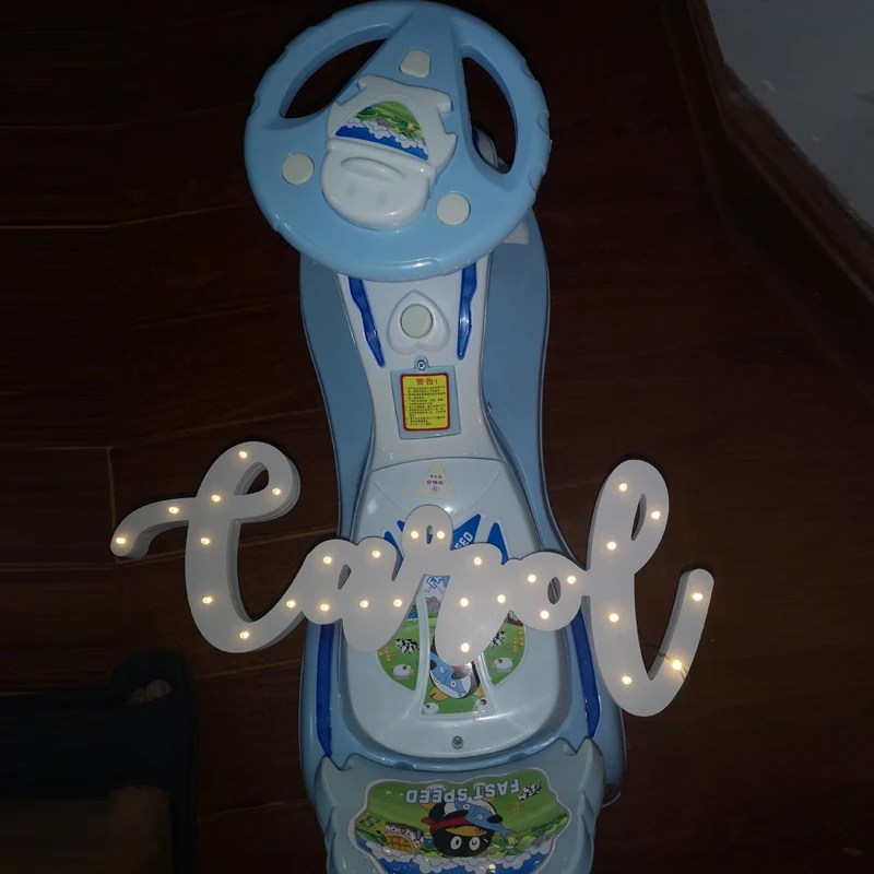 Деревянные буквы алфавита светодиодный свет логотип подназвание