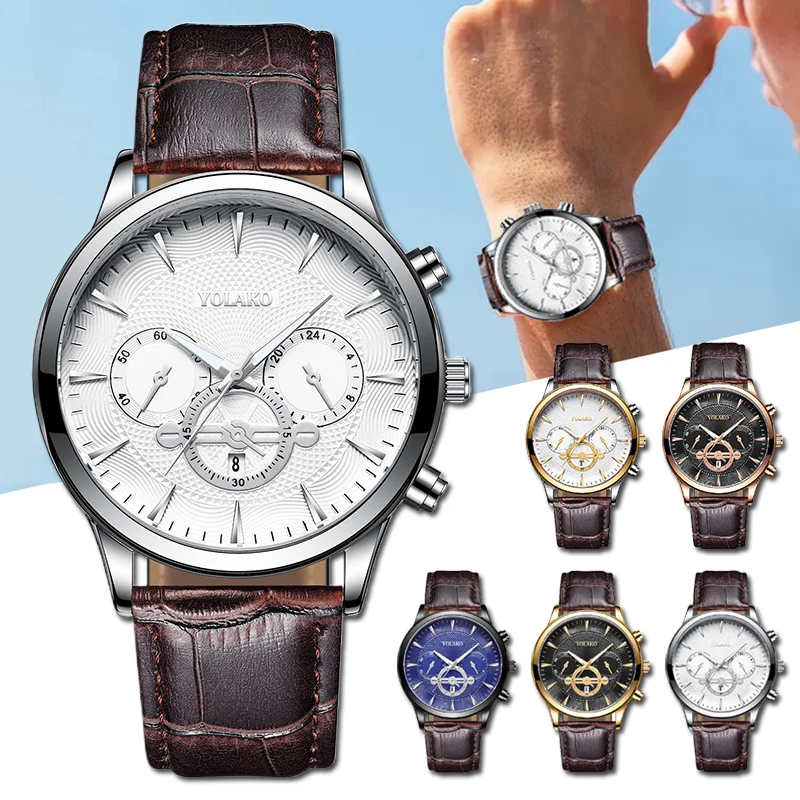 

Men's Quartz Watch with 4.35cm Surface Diameter Leather Strap Casual Fashion Sports Watch Gifts for Males New J55