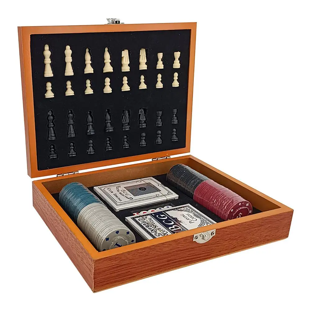

Multifunctional Chess Folding Board Chess Checkers Interactive Playing Card Set Desktop Board Game Adult Kids Children's Toys