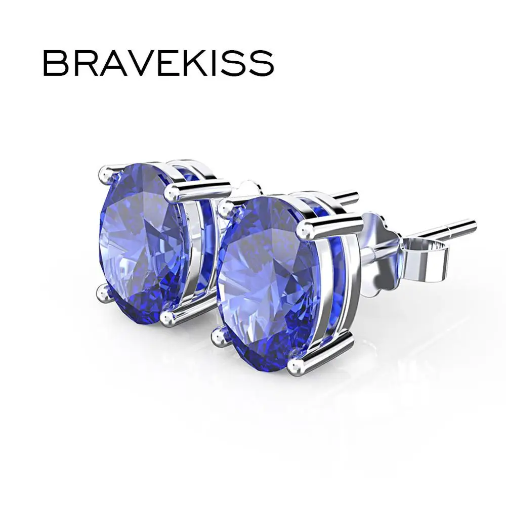 Серьги-гвоздики в форме яйца с цирконом 7 цветов BUE0595 | Украшения и аксессуары