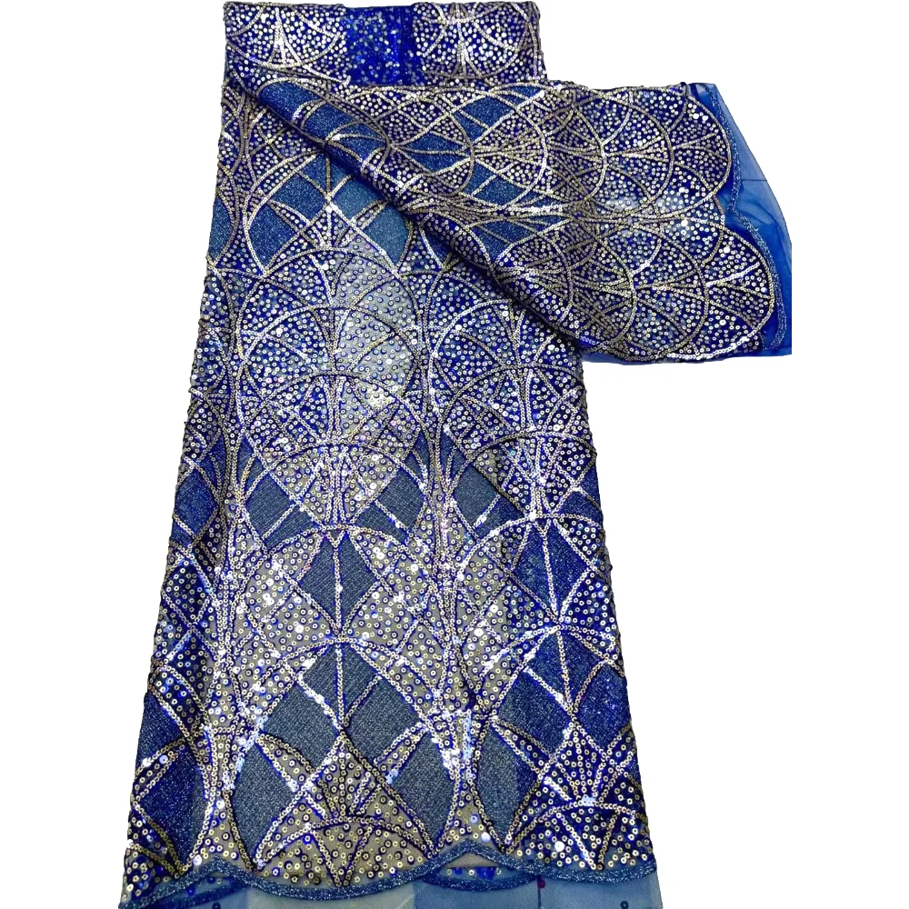 Красивая африканская сетчатая кружевная французская Тюль Кружева пайетки ткань