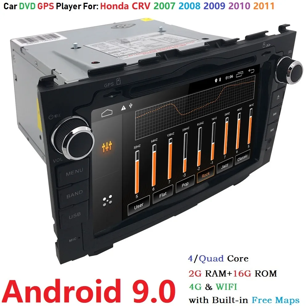 Android 9,0 HD 1024*600 автомобильный dvd-плеер радио для Honda CRV 2007-2011 4G wifi gps навигация головное устройство 2 din 2GRAM SWC DVB-T DAB
