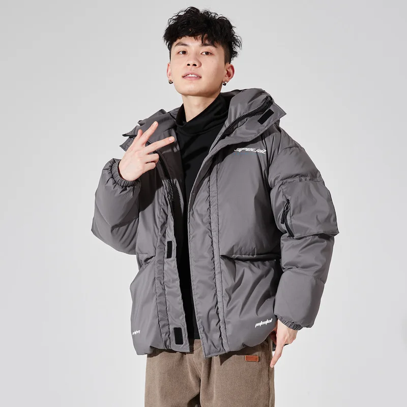 Winter New Cotton Coat Men's Hooded Short Thick Warm Cotton-Padded Jacket Coat Handsome Trendy Men Cotton-Padded Jacket