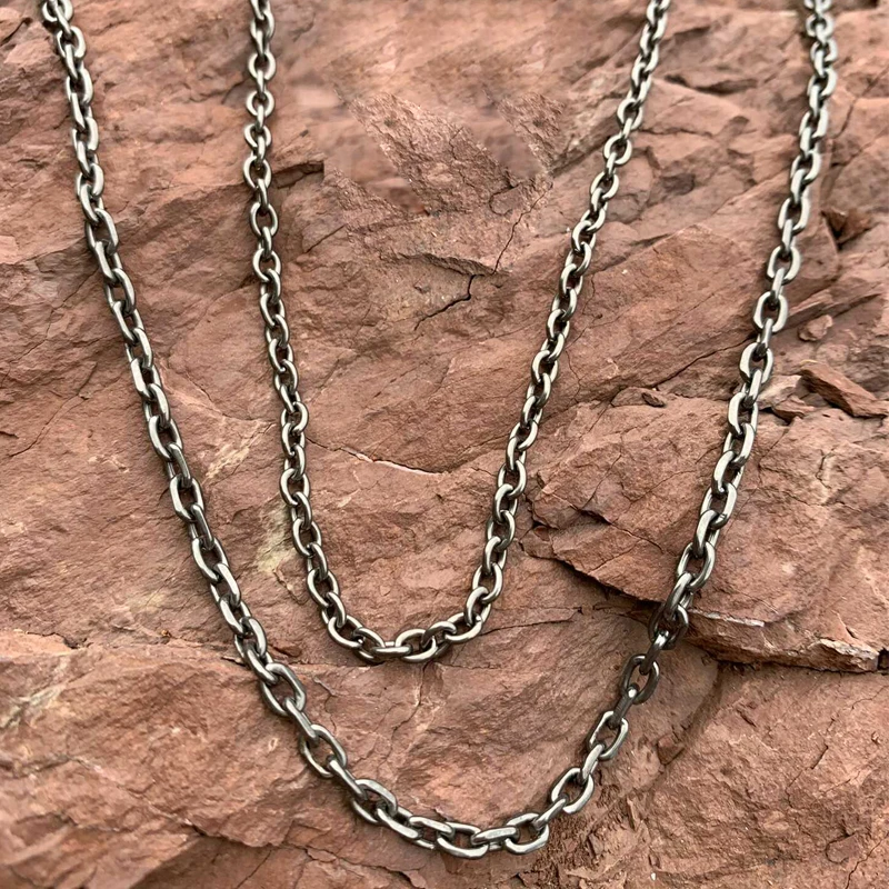 3 MM Width O-Shaped Welded Deadth Link Pure Titanium TA1 Chain Necklace With Clasp