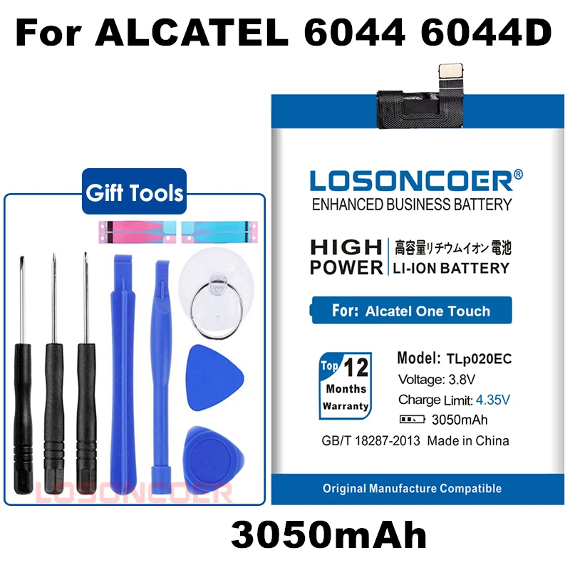 LOSONCOER TLp020EC 3050 мАч аккумулятор для Alcatel One Touch POP UP OT6044 6044 6044D TLp020EC батареи для мобильных телефонов+ быстрое поступление