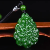 natural green hand carved sun flower jade pendant fashion boutique jewelry for men and women lotus necklace gift accessories
