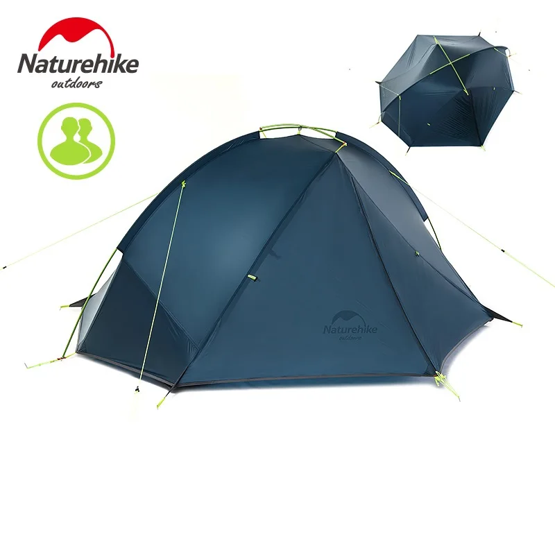 Бесплатный коврик Naturehike сверхлегкий тагар палатка 1 человек/2 человек Открытый Кемпинг Пешие Прогулки 3 сезона двухслойная ветрозащитная палатка - Цвет: Double Navy