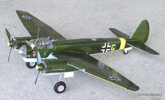 DIYMyModeI-rompecabezas de bombardero alem&aacute;n ju88, bricolaje, manualidades, KIT de papel, hecho a mano juguete, accesorios de pel&iacute;cula-0