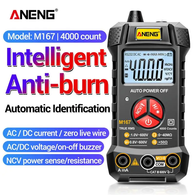 

ANENG Digital Multimeter 4000 Counts Professional True RMS NCV Meter With Flashlight Mini Multimeter Tester