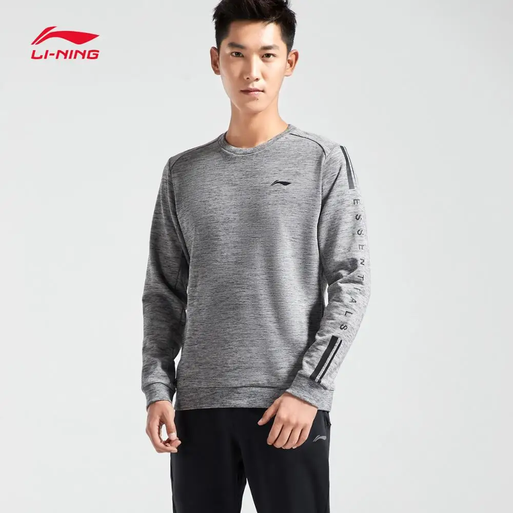Li-Ning, мужской тренировочный свитер, обычная посадка, 60% хлопок, 40% полиэстер, подкладка, удобные спортивные топы, Свитера AWDN871 MWW1434