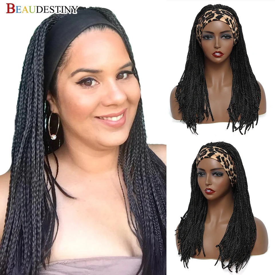 Beaudestiny Braided Headband Wig Synthetic Hair Women's Box Wigs Long Black Cheap Under 20 Dollars | Шиньоны и парики