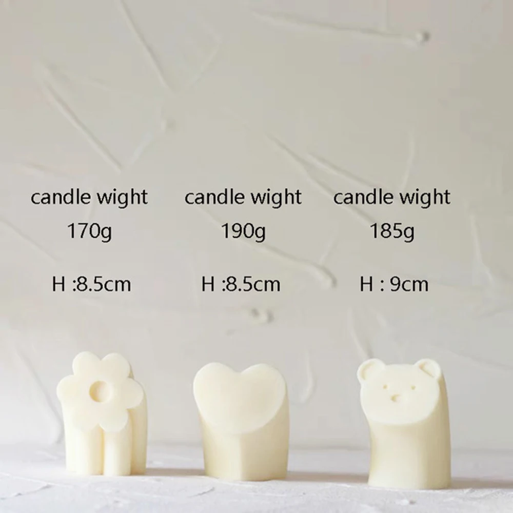 3d Сердце Форма цвета радуги с цветочным рисунком кокосового Силиконовые свечи