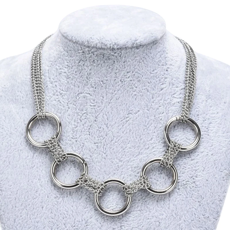 for Women Neck Collar Statement Necklace Jewelry 4 Styles Punk Style Zinc Alloy Chain Link Iron Circles Choker | Украшения и