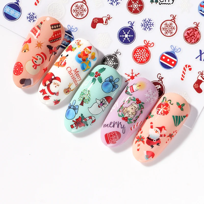 3D Christmas Theme Style Nail Art Stickers Snowflake Star Santa Claus Snowman PatternDIY Decoration Sticker Manicure | Красота и