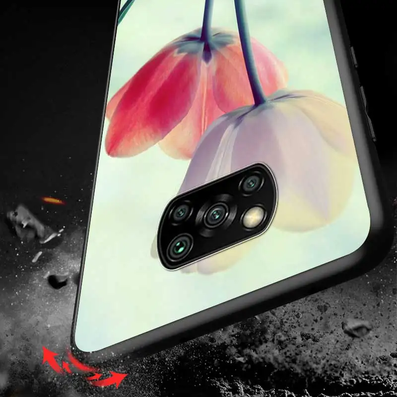 

Nature Flowers For Xiaomi Redmi K30 K30S Mi 10T Lite Pro Poco X3 NFC X2 M3 M2 F2 Pro C3 F1 Soft Black Phone Case
