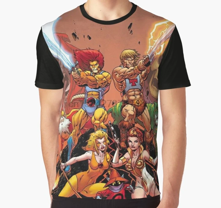 Принт по всему миру 3D футболка Мужская забавная Thundercats vs HiMan полная печать большой