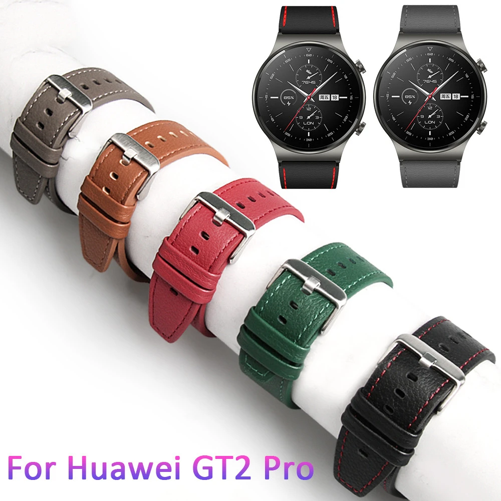 22mm Leather Band For HUAWEI Watch GT 2 Pro GT2 2e Smart Watch Band Replacement Bracelet Strap Accessories