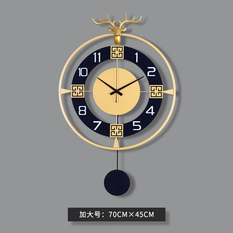 

Nordic Design Wall Clock Pendulum Modern Light Luxury Deer Wall Clock Silent Large Golden Zegar Scienny House Decoration EI50WC
