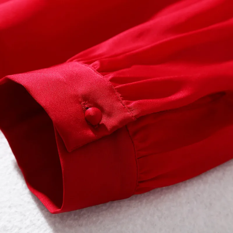 Женские рубашки с длинным рукавом из натурального шелка топы и блузки корейская