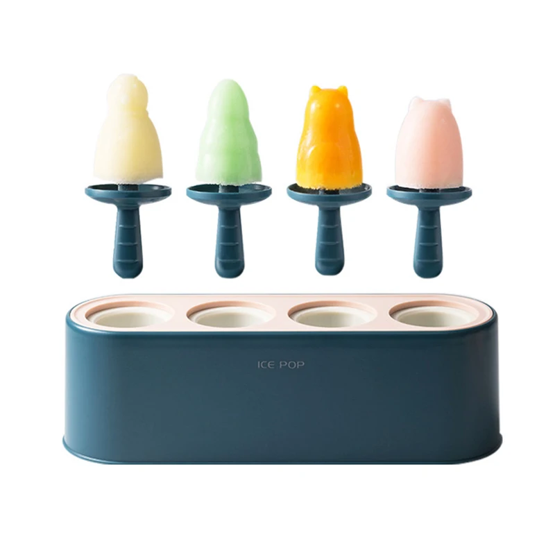 

Home Ice Cream Mold Popsicle DIY Tool Silicone 4-hole Ice Mold Children Dessert Ice Cream Mold Kitchen Tools DIY Ice Cream