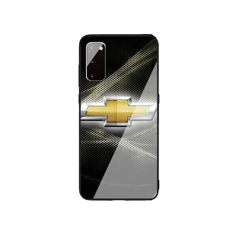 

Luxury Car Brand Chevrolet Phone Case Glass For Samsung Galaxy S20 Ultra S10 S9 S8 S7 Plus Edge S10 E Lite Note Pro Cover