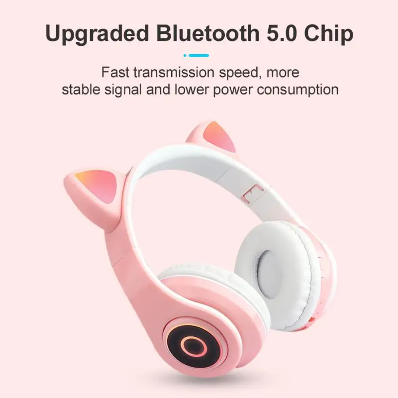 

Wireless Cat Ear Noise Cancelling Headphones Bluetooth Headset Stereo LED Lights Earphone With Mic Kids Headphones